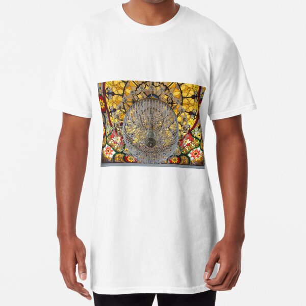 Crystal chandelier under a patterned ceiling Long T-Shirt