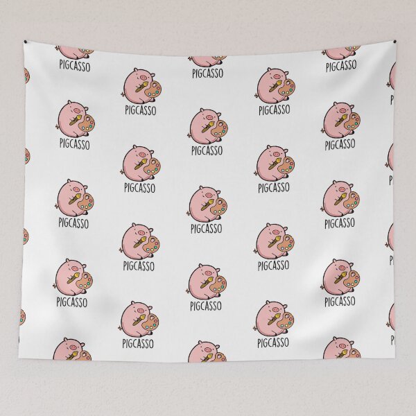 Item preview, Pigcasso Cute Artist Pig Pun designed and sold by punnybone.
