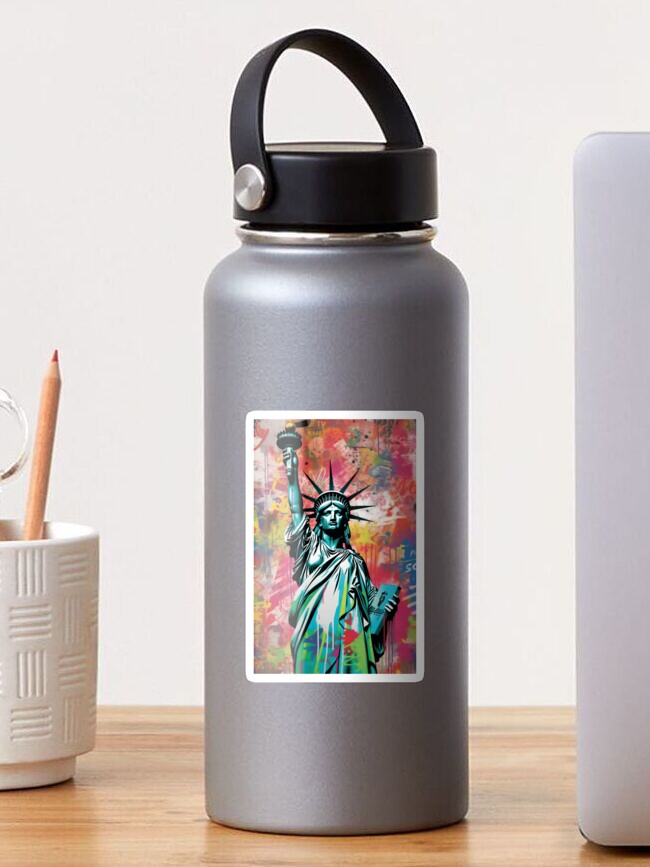 Pop art Statue of Liberty graffiti poster Sticker by ImpressivelyInk