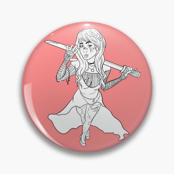 Item preview, The Katana Girl in Black and White designed and sold by AvalonUnmuzzled.