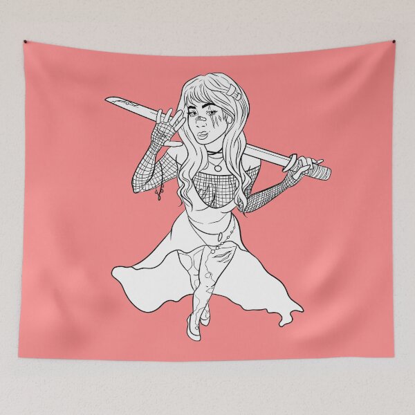 Item preview, The Katana Girl in Black and White designed and sold by AvalonUnmuzzled.