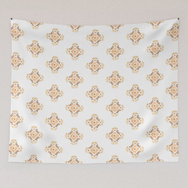 Item preview, Boho Floral Sunset Tile Design Retro Rust designed and sold by WildFlowerWC.