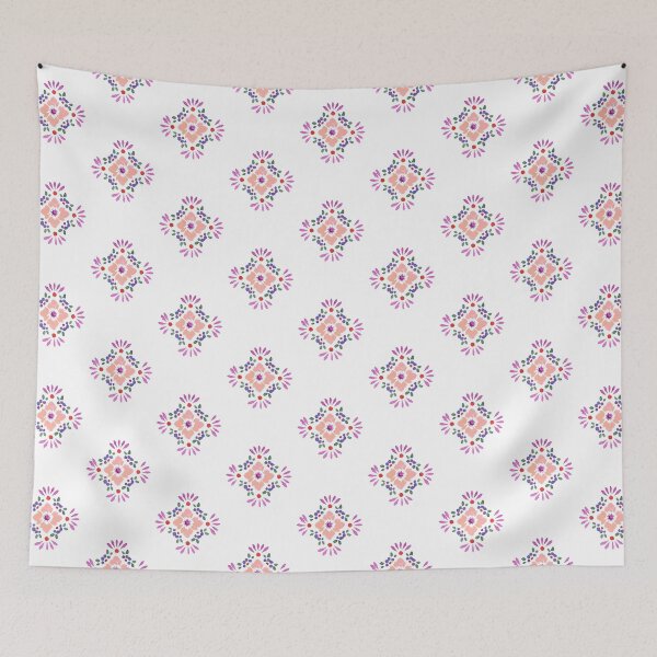 Item preview, Boho Floral Sunset Tile Design Retro Purple designed and sold by WildFlowerWC.
