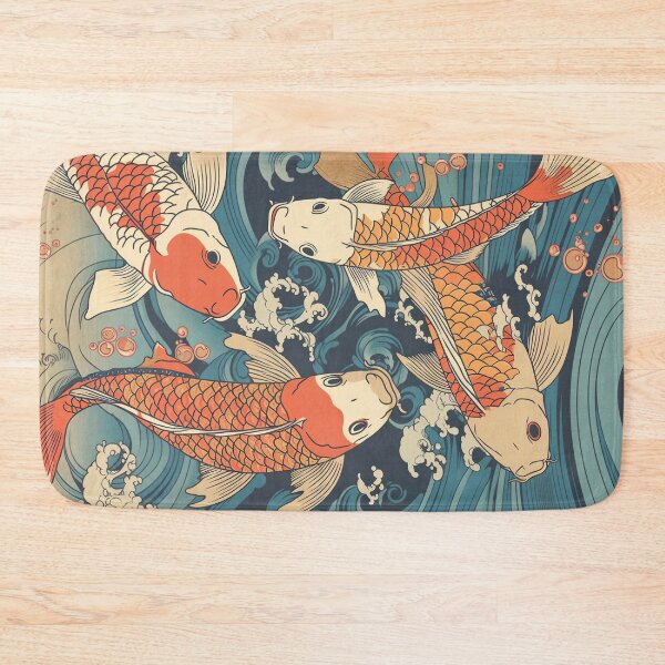 Item preview, Koi Fish Illustration in Ukiyo-e Style designed and sold by GingerSilkShop.