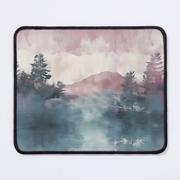 Item preview, Pastel Colors Painting Of Mountain Trees With Purple Clouds designed and sold by TheArtMage.