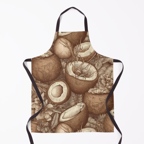 Item preview, Vintage Flora & Coconuts Seamless Pattern in Brown and Beige designed and sold by lolomastudio.