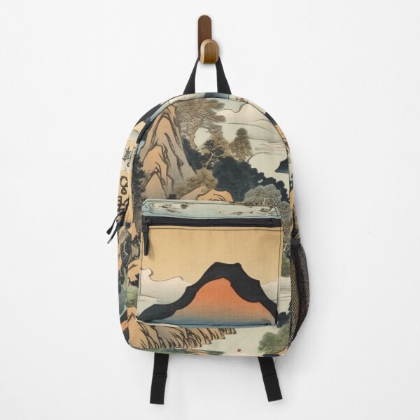 Item preview, Vintage Asian Mountains in Japanese Ukiyo-e Style designed and sold by GingerSilkShop.