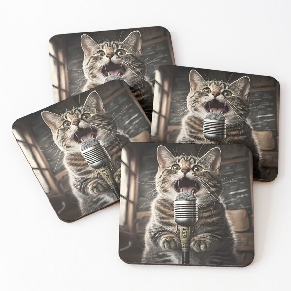 Item preview, Every Night is Karaoke Night Singing Cat designed and sold by Justpurrs.