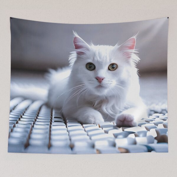 Item preview, Adorable white cat, for digital prints designed and sold by Printframes.