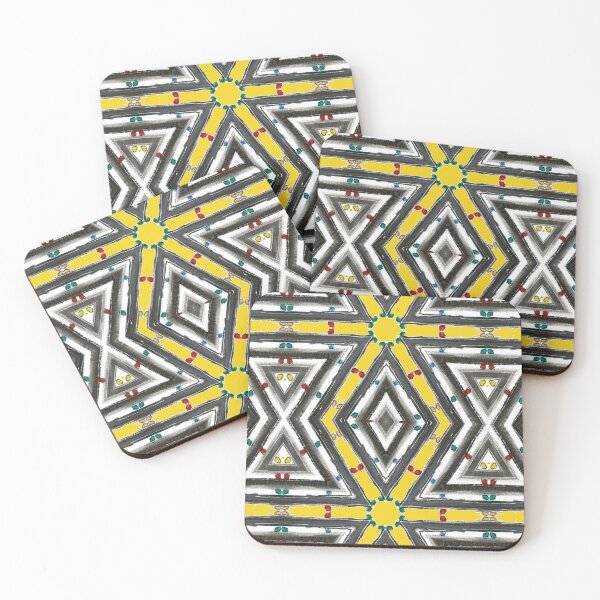 Item preview, Yellow Diamond and Triangle Patten With Black and White designed and sold by KeksWorkroom.