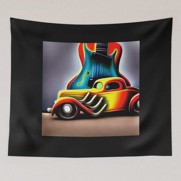 Item preview, Hot Rod Car Parked Up Against A Guitar designed and sold by AliceCokery.