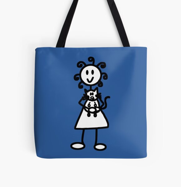 The girl with the curly hair - mid blue All Over Print Tote Bag