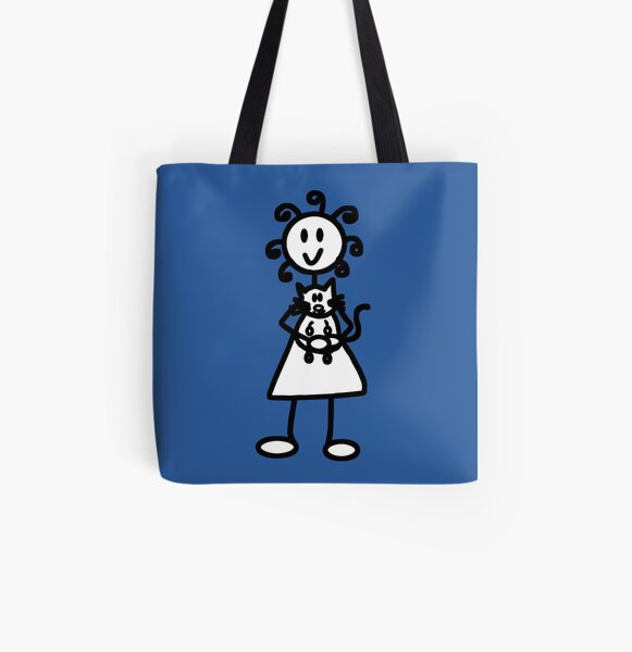 The girl with the curly hair - mid blue All Over Print Tote Bag