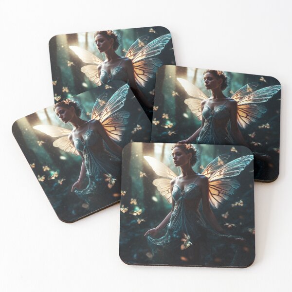 Item preview, Sunrise Forest Faerie Art Print - Dark-Haired Faerie with Fairy Lights and Chiaroscuro Style - Mystical and Ethereal Nicolas Jalkov Inspired Fantasy Art designed and sold by stateofhuman.