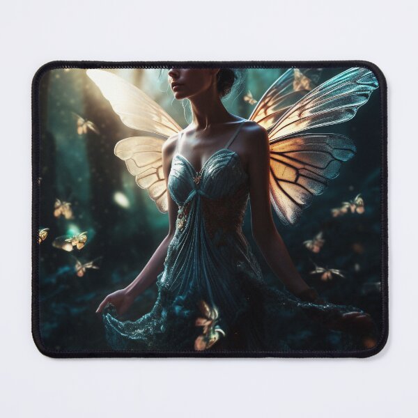 Item preview, Sunrise Forest Faerie Art Print - Dark-Haired Faerie with Fairy Lights and Chiaroscuro Style - Mystical and Ethereal Nicolas Jalkov Inspired Fantasy Art designed and sold by stateofhuman.