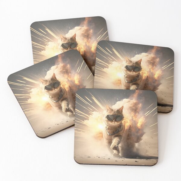 Item preview, Cool Cats Dont Look at Explosions Action Hero Cat designed and sold by Justpurrs.