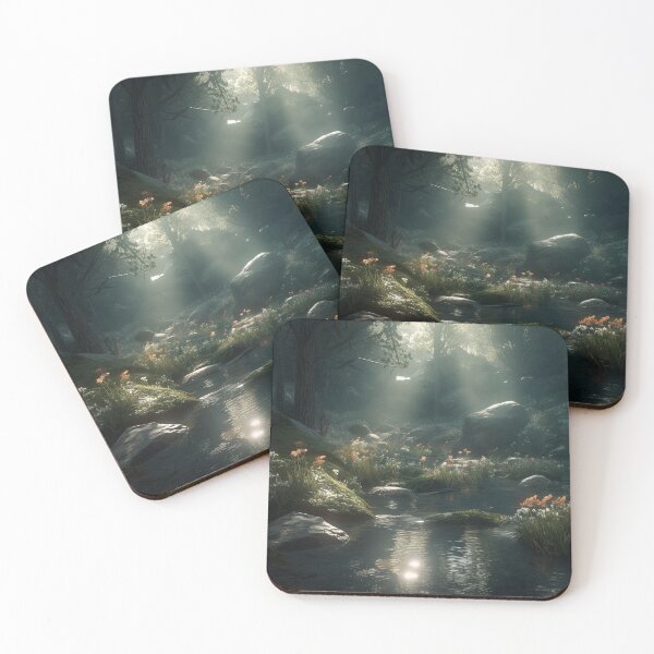 Item preview, Fantasy-Inspired Glowing River Valley, Unreal Engine Landscape Art Print, Mori Kei Aesthetic, 5:4 Aspect Ratio designed and sold by stateofhuman.