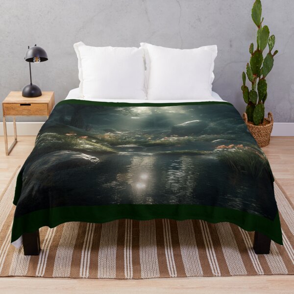 Item preview, Fantasy-Inspired Glowing River Valley, Unreal Engine Landscape Art Print, Mori Kei Aesthetic, 5:4 Aspect Ratio designed and sold by stateofhuman.