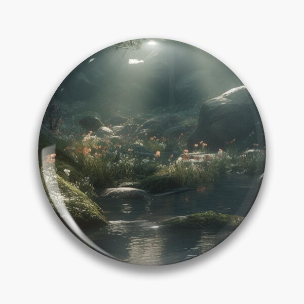 Item preview, Fantasy-Inspired Glowing River Valley, Unreal Engine Landscape Art Print, Mori Kei Aesthetic, 5:4 Aspect Ratio designed and sold by stateofhuman.