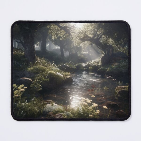 Item preview, Sun-Kissed Forest Creek Digital Art, Tranquil Landscape, CryEngine & Unreal Engine Style, UHD Wall Art, 20"x16" Print designed and sold by stateofhuman.