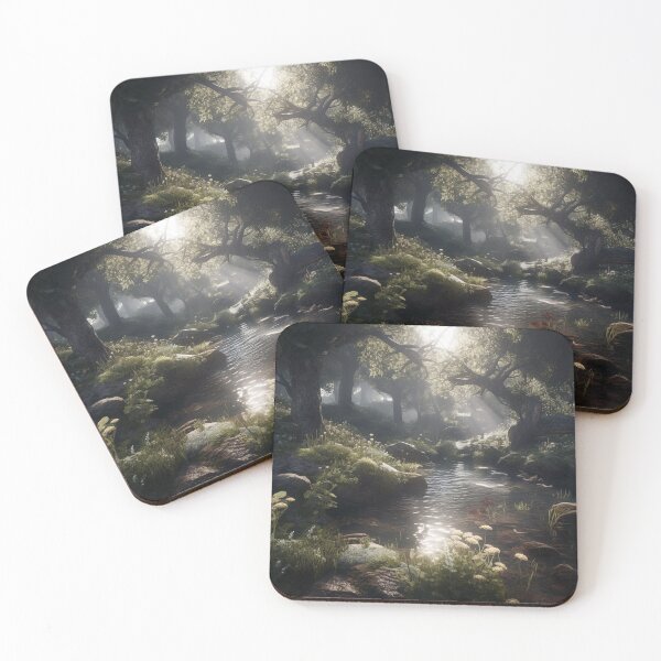 Item preview, Sun-Kissed Forest Creek Digital Art, Tranquil Landscape, CryEngine & Unreal Engine Style, UHD Wall Art, 20"x16" Print designed and sold by stateofhuman.
