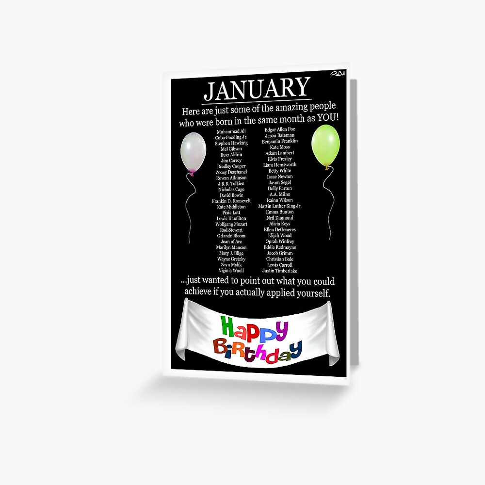 "Famous January Birthdays" Greeting Card By Mmadcomics | Redbubble