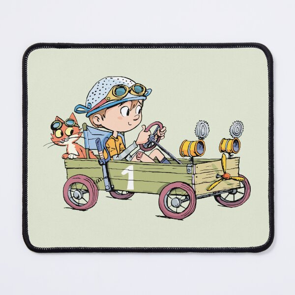 Item preview, boy in a wooden cart and a cat imagines that he is in a racing car designed and sold by duxpavlic.