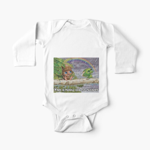 Kip and Pip in a Rainbow Long Sleeve Baby One-Piece