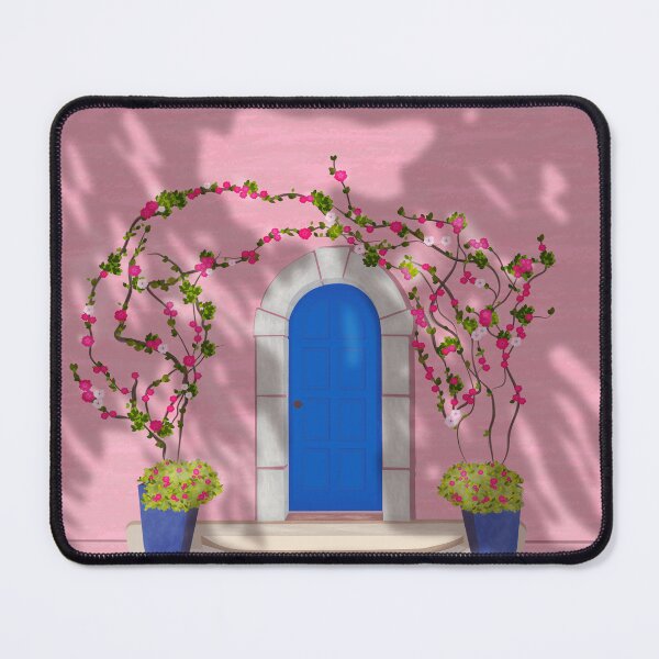Item preview, Spring pink house with its blue front door and pretty flowers designed and sold by Emilie BESSON.