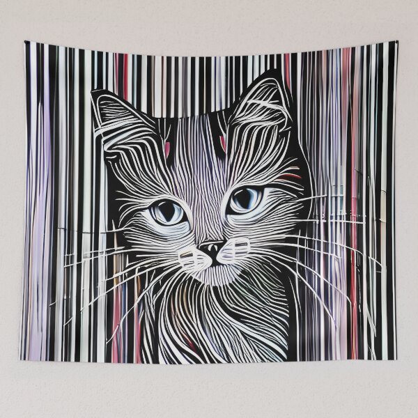Item preview, Cat in Line Shape AI Art designed and sold by AICreatorin.