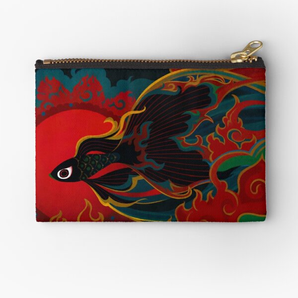 Womens Koi Fish Anchor Leather Wallet Cute Girl Zipper Clutch Purse
