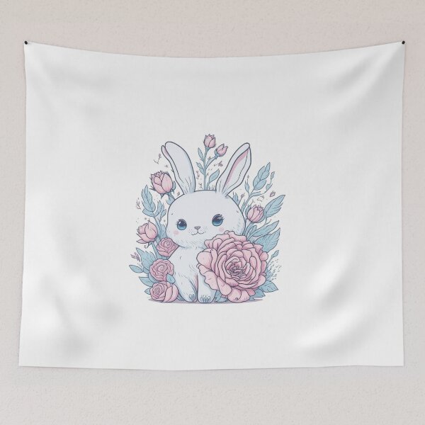 Item preview, Happy Little Rabbit & Roses designed and sold by pigipeach.