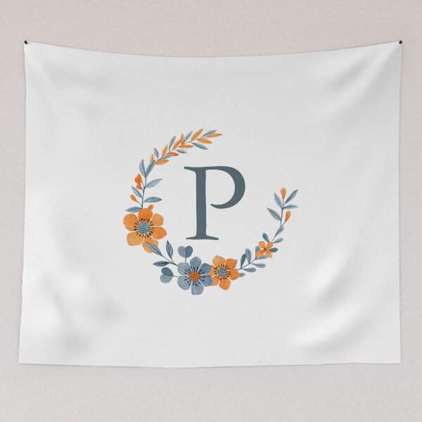 Item preview, Monogram P Autumn Orange Floral designed and sold by simplymonogram.
