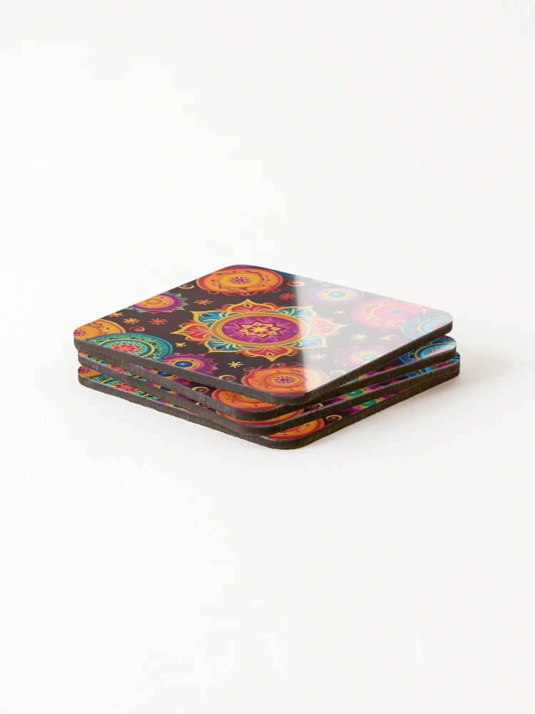 Thumbnail 4 of 5, Coasters (Set of 4), Diwali Rangoli Pattern designed and sold by PatternBestFan.
