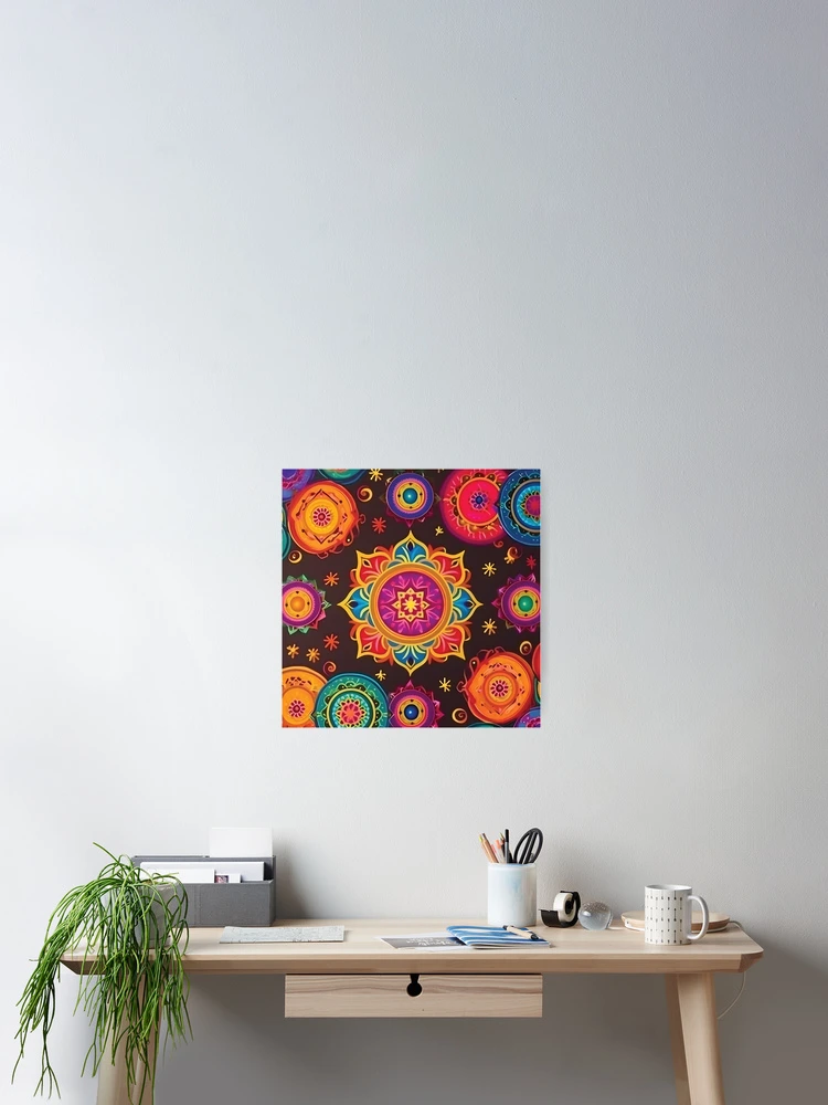 Thumbnail 2 of 3, Poster, Diwali Rangoli Pattern designed and sold by PatternBestFan.