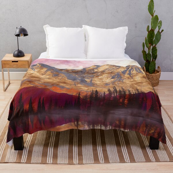 Item preview, Pastel Painting With  Golden Textured Mountains and a Serene Pink Lake designed and sold by TheArtMage.