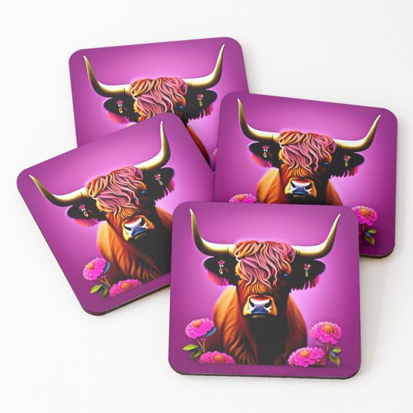 Item preview, Pink Gradient Long Haired Brown Cow designed and sold by Tamas Das.