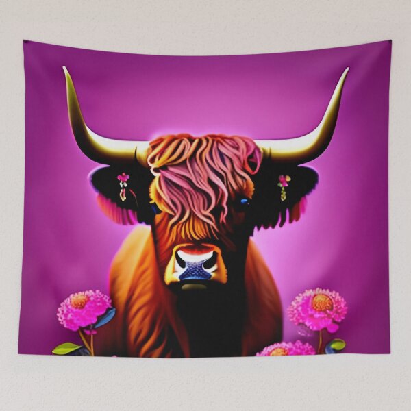 Item preview, Pink Gradient Long Haired Brown Cow designed and sold by Tamas Das.