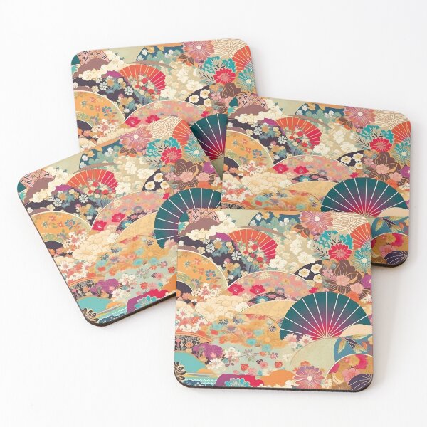 Item preview, Japanese floral pattern with fans I designed and sold by alphadaze.