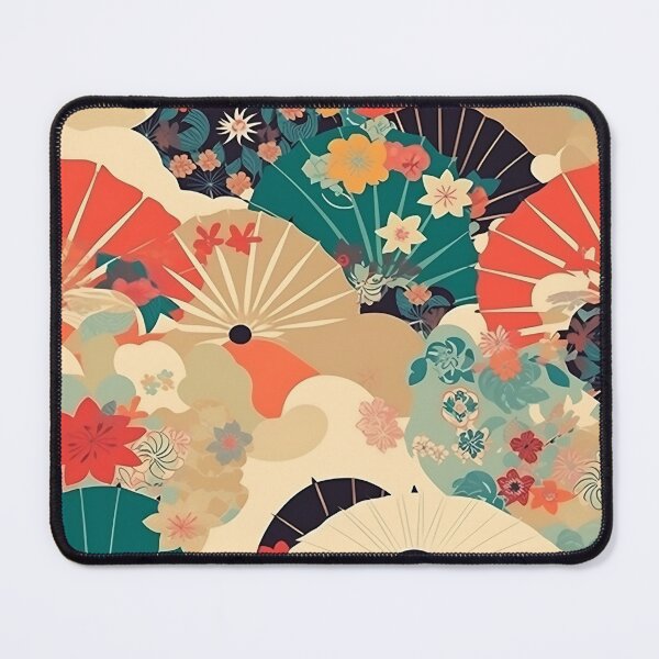 Item preview, Japanese floral pattern with fans II designed and sold by alphadaze.