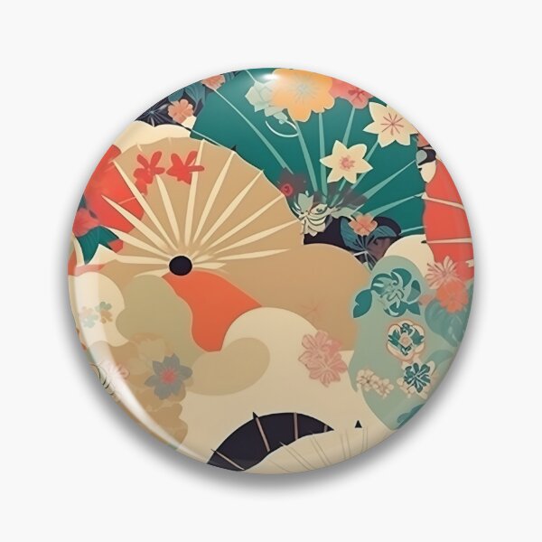 Item preview, Japanese floral pattern with fans II designed and sold by alphadaze.