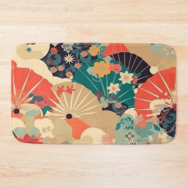 Item preview, Japanese floral pattern with fans II designed and sold by alphadaze.