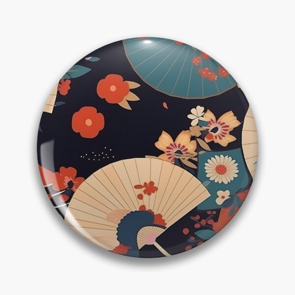 Item preview, Japanese floral pattern with fans III designed and sold by alphadaze.