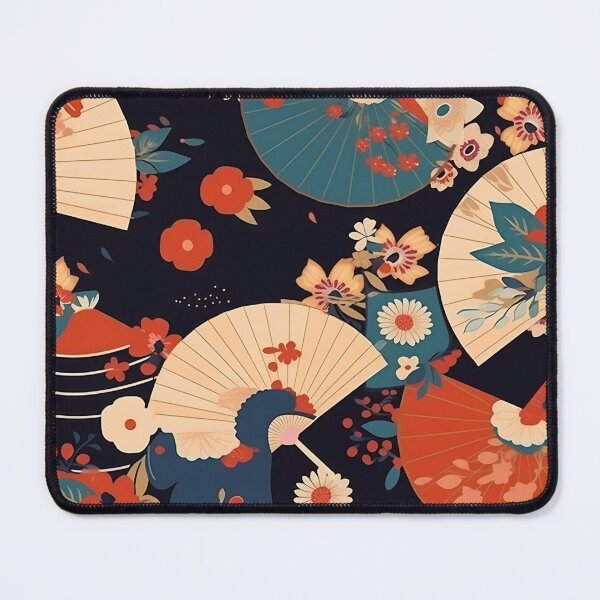 Item preview, Japanese floral pattern with fans III designed and sold by alphadaze.