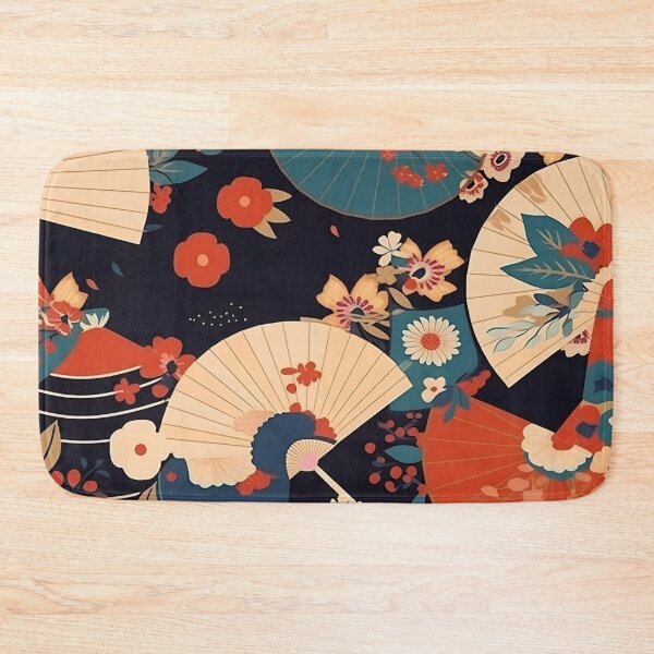 Item preview, Japanese floral pattern with fans III designed and sold by alphadaze.