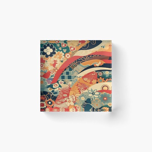 Item preview, Japanese floral pattern with fans IV designed and sold by alphadaze.