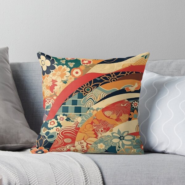 Item preview, Japanese floral pattern with fans IV designed and sold by alphadaze.