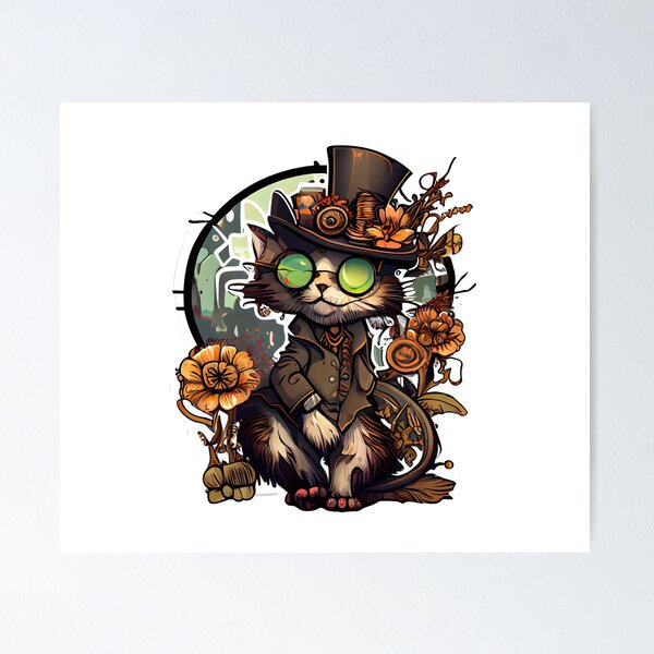 Item preview, lindo gato steampunk designed and sold by futuresimo04.