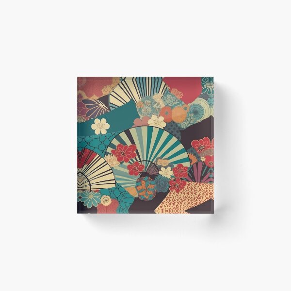 Item preview, Japanese floral pattern with fans V designed and sold by alphadaze.