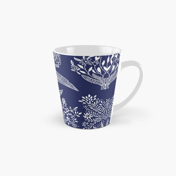 Blue and White China Travel Coffee Mug Insulated Hand Painted Porcelai -  Artistic Romantic